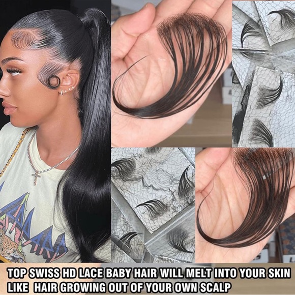 HUMAN HAIR- HD Lace Baby Hair, Reusable & Breathable Invisible Lace Hairline - Picture 5 of 9